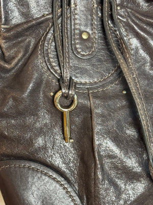 Chloe paddington Dark Brown Gold Limited Edition Grained Leather Tote Bag Vintage Lock Key Iconic 2000s