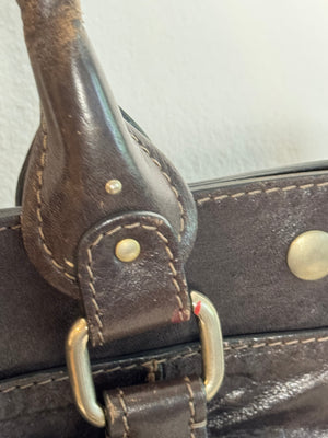 Chloe paddington Dark Brown Gold Limited Edition Grained Leather Tote Bag Vintage Lock Key Iconic 2000s