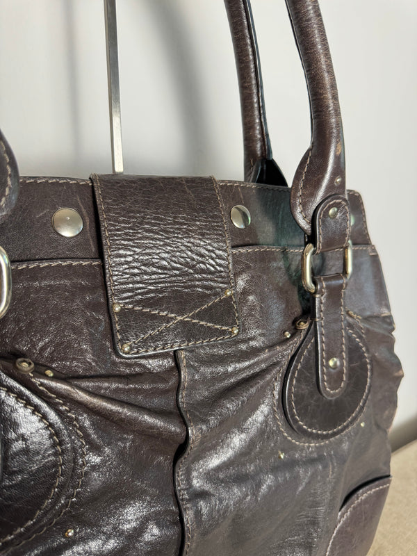 Chloe paddington Dark Brown Gold Limited Edition Grained Leather Tote Bag Vintage Lock Key Iconic 2000s