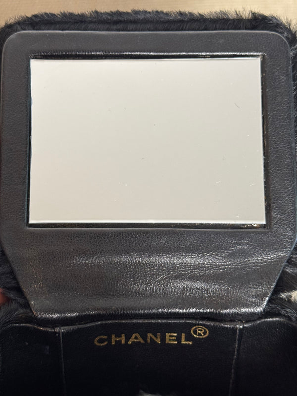 Chanel Vintage Mini Square Top Handle Vanity Box Black Ponyhair Quilted CC cocomark Lagerfeld 3 series 1994/96