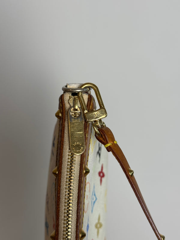Louis Vuitton x Takashi Murakami Classic LV Monogram White Multicolour Pochette Accessoire Y2K Collectors Piece
