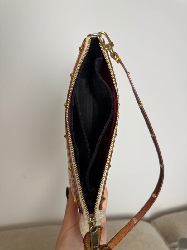 Louis Vuitton x Takashi Murakami Classic LV Monogram White Multicolour Pochette Accessoire Y2K Collectors Piece