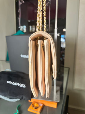 Chanel Patent Leather Beige Rose Quilted Pagoda Accordion Flap Gold Hardware Chain-Link Shoulder Bag 2016/17 Karl Lagerfeld