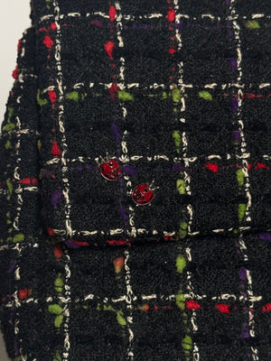 *Price Upon request* Chanel Ladybug Single Flap CC Cocomark Turnlock Spring/Summer 2011 Tweed Red Green Silver Hardware Quilted East West Chic Collectors Piece