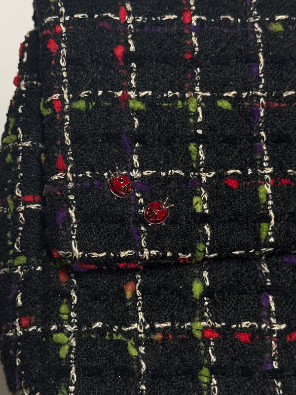 *Price Upon request* Chanel Ladybug Single Flap CC Cocomark Turnlock Spring/Summer 2011 Tweed Red Green Silver Hardware Quilted East West Chic Collectors Piece