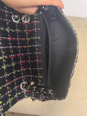 *Price Upon request* Chanel Ladybug Single Flap CC Cocomark Turnlock Spring/Summer 2011 Tweed Red Green Silver Hardware Quilted East West Chic Collectors Piece