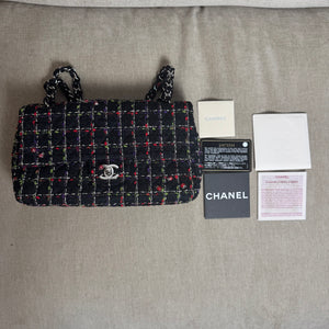 *Price Upon request* Chanel Ladybug Single Flap CC Cocomark Turnlock Spring/Summer 2011 Tweed Red Green Silver Hardware Quilted East West Chic Collectors Piece
