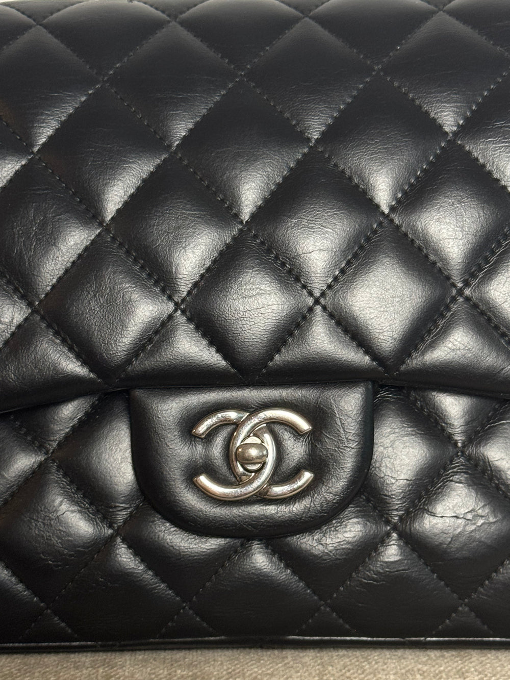 Chanel Large Matelass 30 lambskin Double Flap Double Chain Turn Lock Black Silver-Tone Hardware CC cocomark Classic Iconic Design