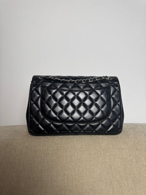 Chanel Large Matelass 30 lambskin Double Flap Double Chain Turn Lock Black Silver-Tone Hardware CC cocomark Classic Iconic Design