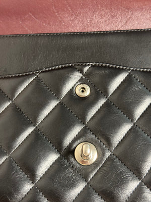 Chanel Large Matelass 30 lambskin Double Flap Double Chain Turn Lock Black Silver-Tone Hardware CC cocomark Classic Iconic Design