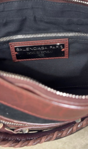 Balenciaga City Bag Le City First Bag Limited Edition Suede Black Brown Patina Leather Trim Shoulder Bag Motorcycle