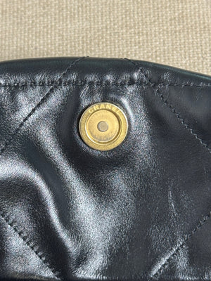 Chanel SS/2022 Black Quilted Shiny Calfskin Leather 22 Hobo Bag Calfskin Leather Gold Chain Shoulder Strap CC cocomark