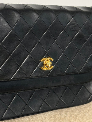 Chanel Vintage 1980s Half Moon Double Flap Shoulder Bag CC cocomark turnlock closure quilted leather 24k GHW classic design
