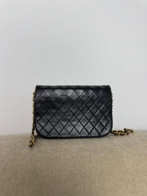 Chanel Vintage 1980s Half Moon Double Flap Shoulder Bag CC cocomark turnlock closure quilted leather 24k GHW classic design