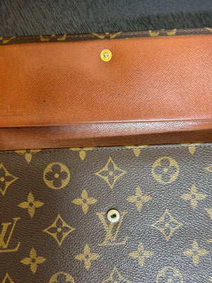 Louis Vuitton Vintage Canvas Vintage Flap Wallet Brown Monogram Leather Iconic Classic LV Brown Compartment Purse