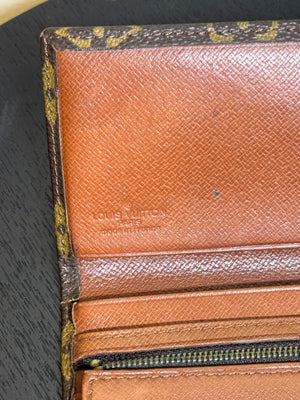 Louis Vuitton Vintage Canvas Vintage Flap Wallet Brown Monogram Leather Iconic Classic LV Brown Compartment Purse