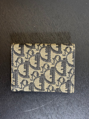 Dior Monogram Blue Trotter Diorissimo Small Bi-fold wallet blue Leather Wallet Card Holder with 'D' dior charm canvas