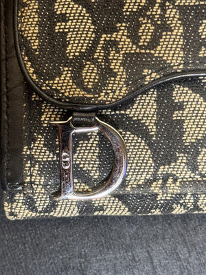 Dior Monogram Blue Trotter Diorissimo Small Bi-fold wallet blue Leather Wallet Card Holder with 'D' dior charm canvas