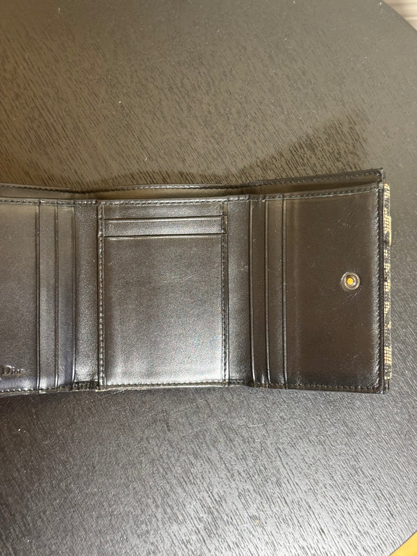 Dior Monogram Blue Trotter Diorissimo Small Bi-fold wallet blue Leather Wallet Card Holder with 'D' dior charm canvas