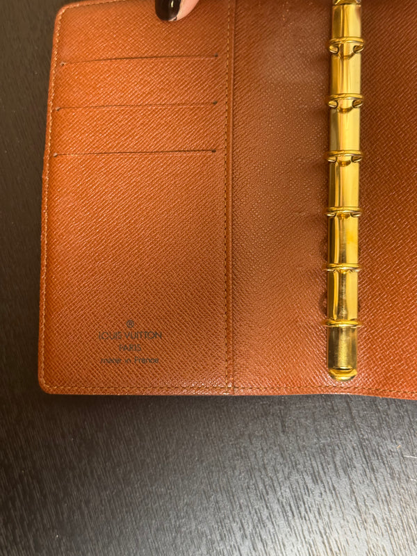 Louis Vuitton Monogram LV Small Ring Agenda Diary Notebook Cover Classic Style Chic mini planner brown leather