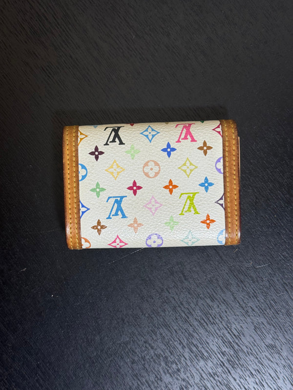 Louis Vuitton x Takashi Murakami White Classic LV Monogram Multicolour Rainbow Compact Zip Wallet S/S 2005 Vintage