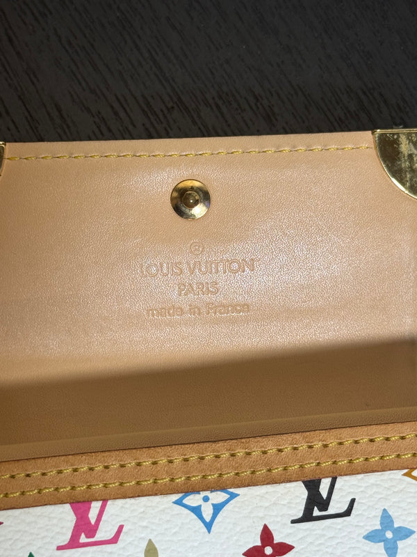 Louis Vuitton x Takashi Murakami White Classic LV Monogram Multicolour Rainbow Compact Zip Wallet S/S 2005 Vintage