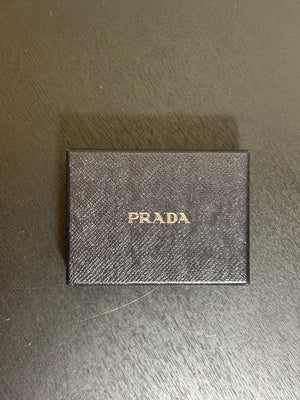 Prada Saffiano Leather Card Holder in Baby Pink Compact Card Holder Slim Wallet with Box gold prada metal logo