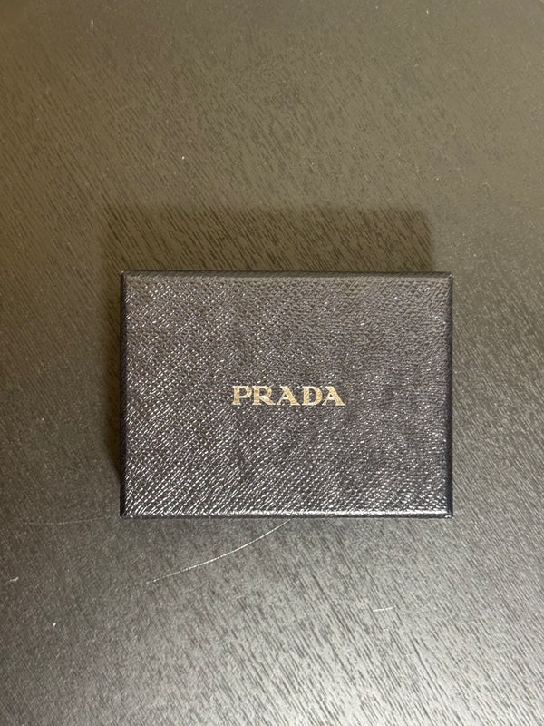 Prada Saffiano Leather Card Holder in Baby Pink Compact Card Holder Slim Wallet with Box gold prada metal logo