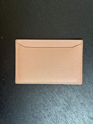 Prada Saffiano Leather Card Holder in Baby Pink Compact Card Holder Slim Wallet with Box gold prada metal logo
