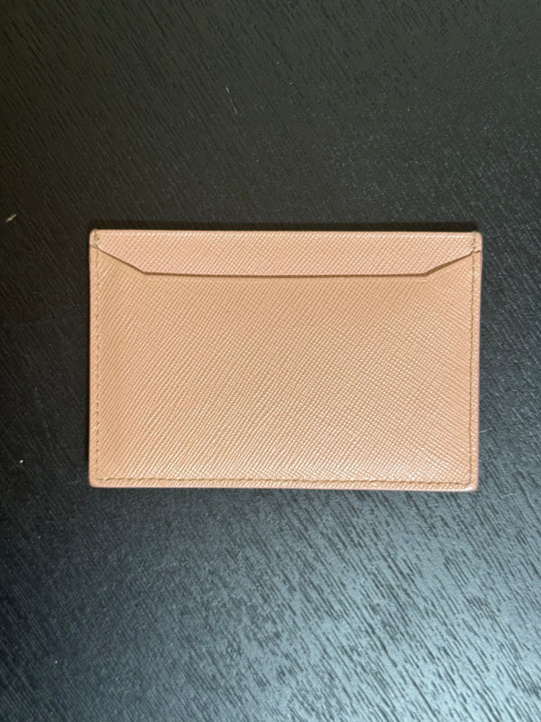 Prada Saffiano Leather Card Holder in Baby Pink Compact Card Holder Slim Wallet with Box gold prada metal logo