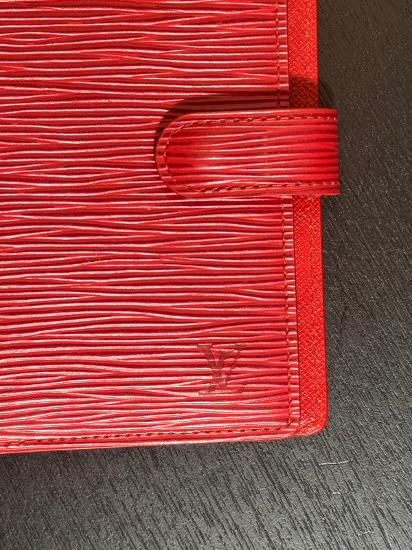 Louis Vuitton Monogram LV Small Ring Agenda Diary Notebook Cover epi-leather Chic mini planner red leather