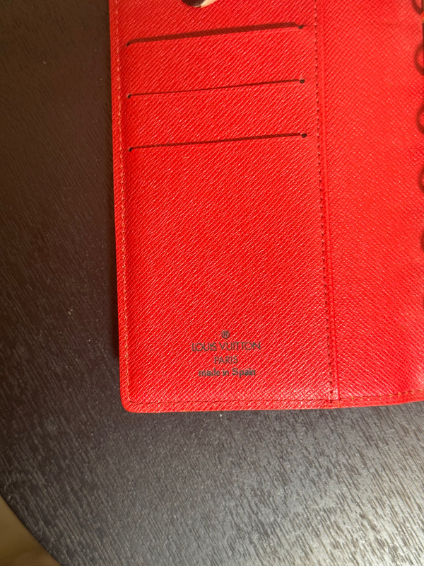 Louis Vuitton Monogram LV Small Ring Agenda Diary Notebook Cover epi-leather Chic mini planner red leather