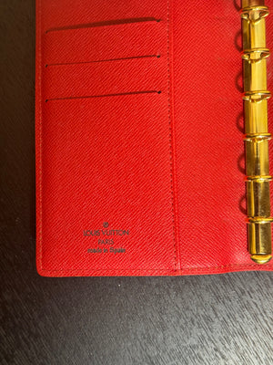 Louis Vuitton Monogram LV Small Ring Agenda Diary Notebook Cover epi-leather Chic mini planner red leather