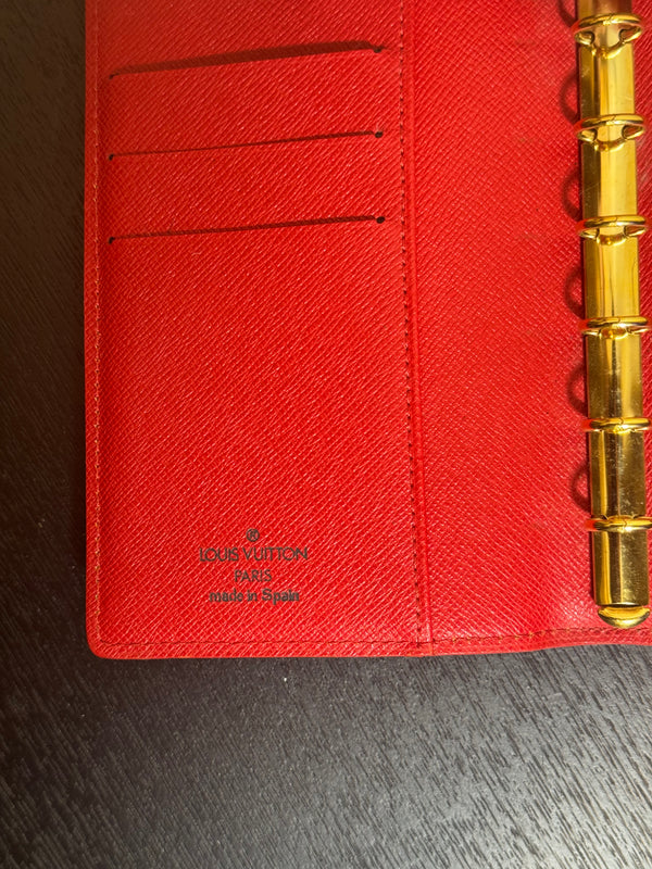 Louis Vuitton Monogram LV Small Ring Agenda Diary Notebook Cover epi-leather Chic mini planner red leather