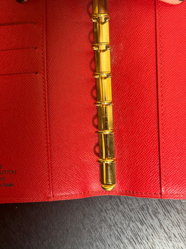 Louis Vuitton Monogram LV Small Ring Agenda Diary Notebook Cover epi-leather Chic mini planner red leather
