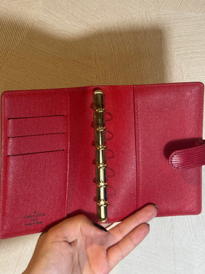 Louis Vuitton Monogram LV Small Ring Agenda Diary Notebook Cover epi-leather Chic mini planner red leather