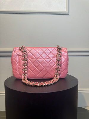 Chanel Baby Pink 'Precious Jewel' Crystal Quilted Limited Edition Valentines Single Flap Medium Metallic Pink Shoulder Bag in Calfskin Gold hardware 2010/2011