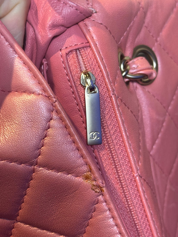 Chanel Baby Pink 'Precious Jewel' Crystal Quilted Limited Edition Valentines Single Flap Medium Metallic Pink Shoulder Bag in Calfskin Gold hardware 2010/2011