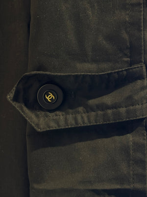 Chanel Coco Mark mock trench coat mini dress adjustable waist Dress cinch chain belt black CC details Long Sleeve Fit Flare Classic design chic