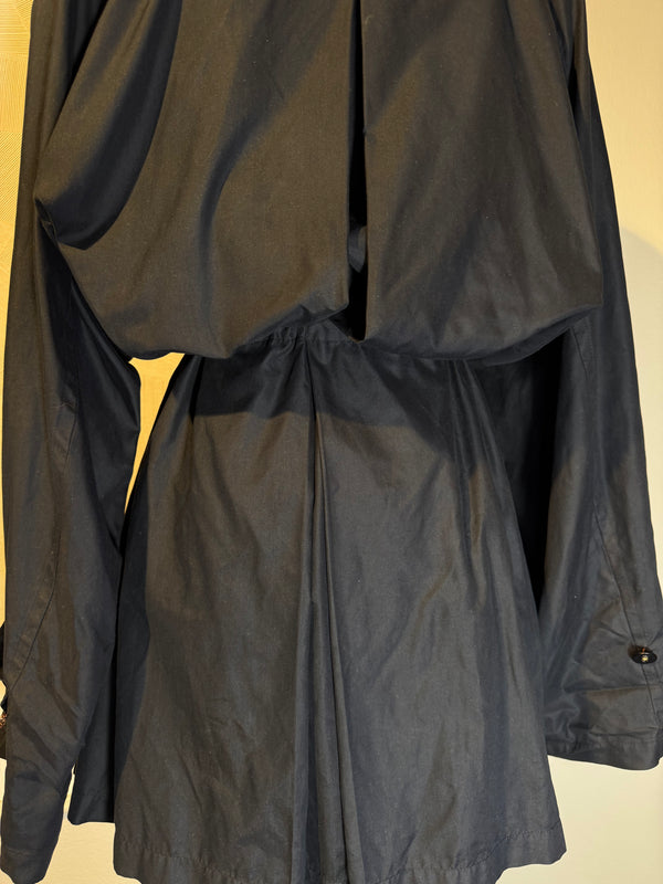 Chanel Coco Mark mock trench coat mini dress adjustable waist Dress cinch chain belt black CC details Long Sleeve Fit Flare Classic design chic