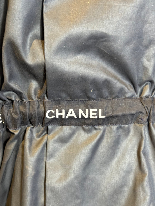 Chanel Coco Mark mock trench coat mini dress adjustable waist Dress cinch chain belt black CC details Long Sleeve Fit Flare Classic design chic