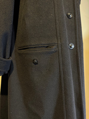 Chanel vintage trench coat Jacket Black CC cocomark black button cinch waist Long Sleeve Fit Flare Classic design chic low neck