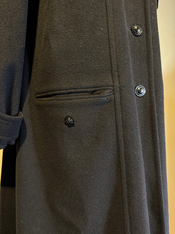 Chanel vintage trench coat Jacket Black CC cocomark black button cinch waist Long Sleeve Fit Flare Classic design chic low neck
