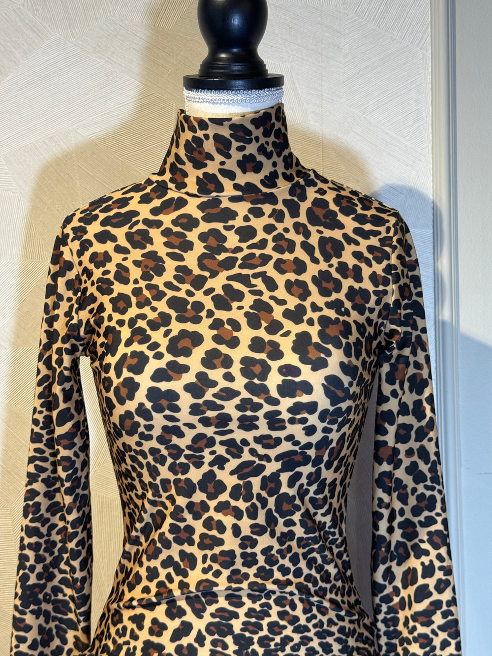 VETEMENTS 2019 collection 'The Styling Dress' leopard print body con mini dress with gloves turtleneck sexy