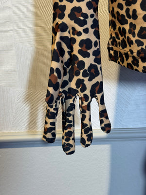 VETEMENTS 2019 collection 'The Styling Dress' leopard print body con mini dress with gloves turtleneck sexy