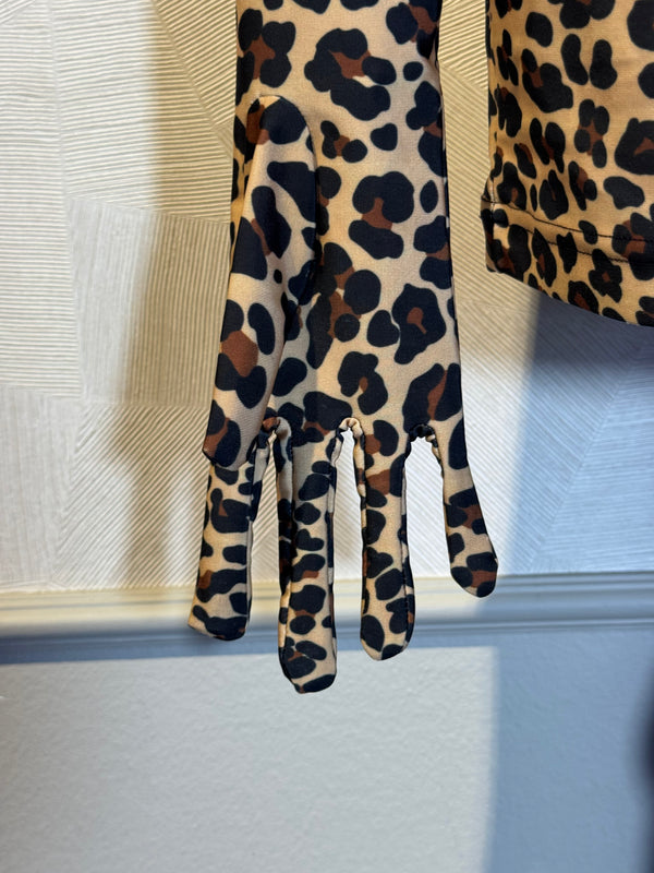 VETEMENTS 2019 collection 'The Styling Dress' leopard print body con mini dress with gloves turtleneck sexy