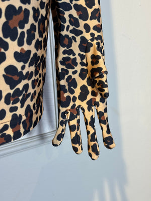 VETEMENTS 2019 collection 'The Styling Dress' leopard print body con mini dress with gloves turtleneck sexy
