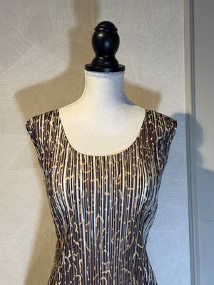Issey Miyake PLEATS PLEASE 2000s Animal Print midi dress cap sleeve scoop neckline
