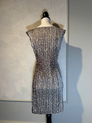Issey Miyake PLEATS PLEASE 2000s Animal Print midi dress cap sleeve scoop neckline