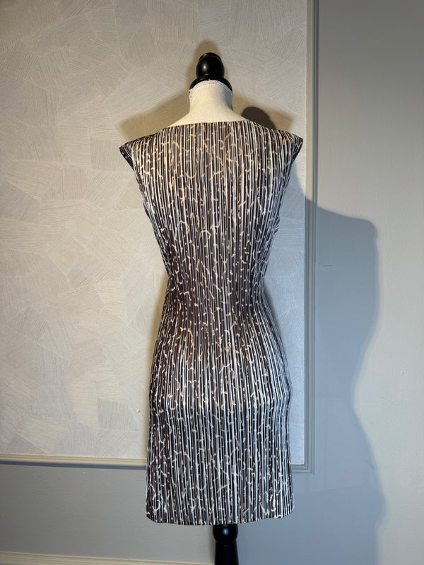 Issey Miyake PLEATS PLEASE 2000s Animal Print midi dress cap sleeve scoop neckline